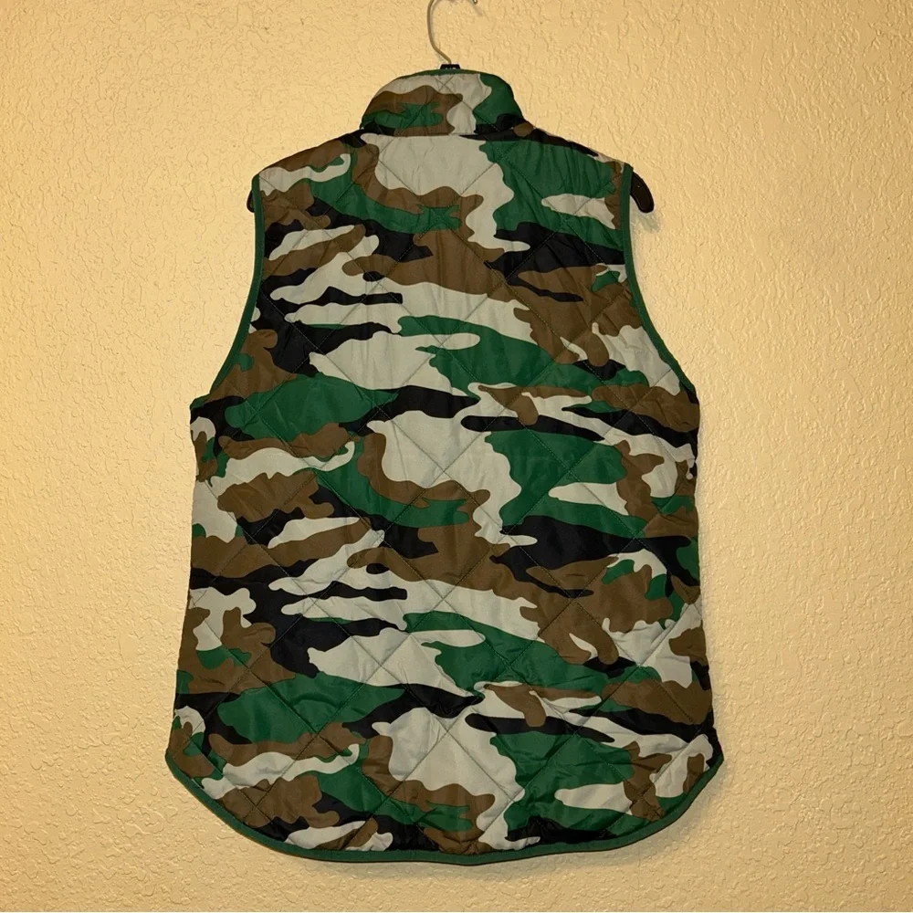 J CREW MERCANTILE Green Camo Quilted Vest Size Small